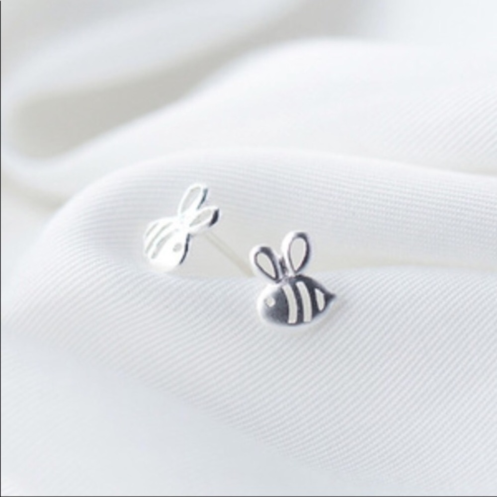 Sterling Silver Bees Stud Earrings
